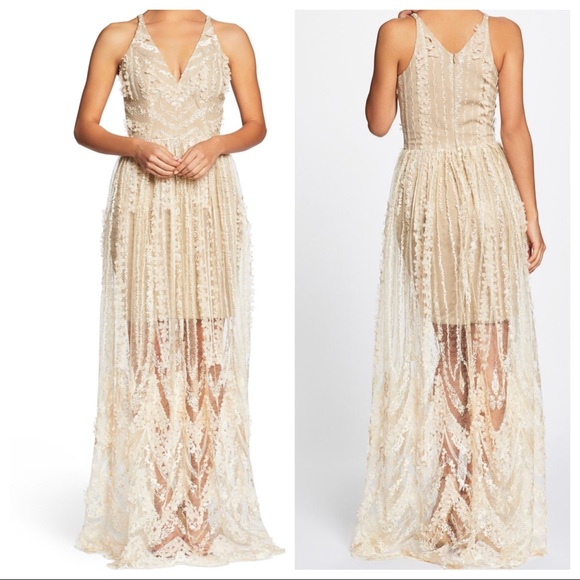 Dress the Population Dresses & Skirts - Dress the Population Chelsea Lace A-Line Gown